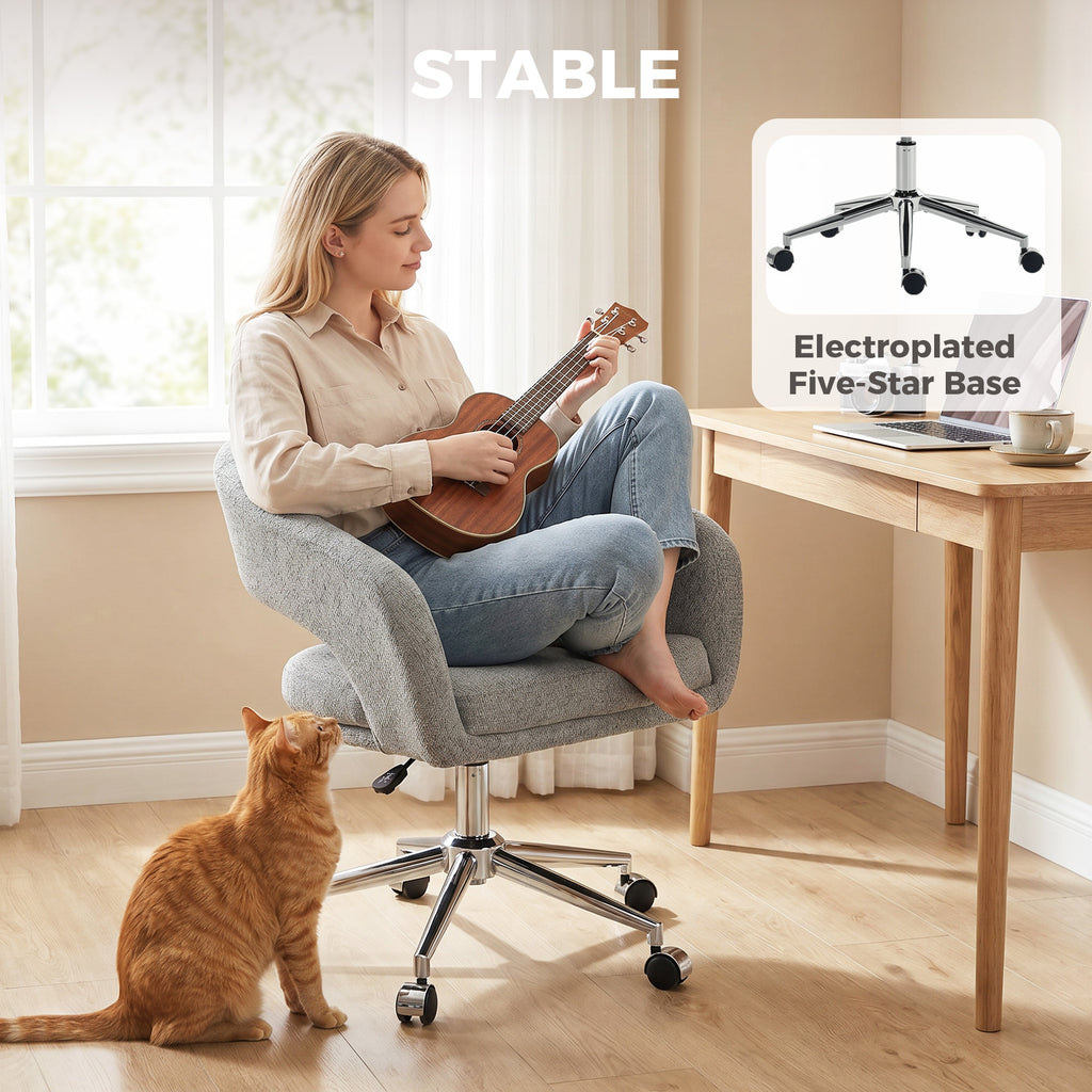 Chaise Bureau Ergonomique, Fauteuil de Bureau en Chenille avec Hauteur Réglable, Dossier Incurvé, Gris-7