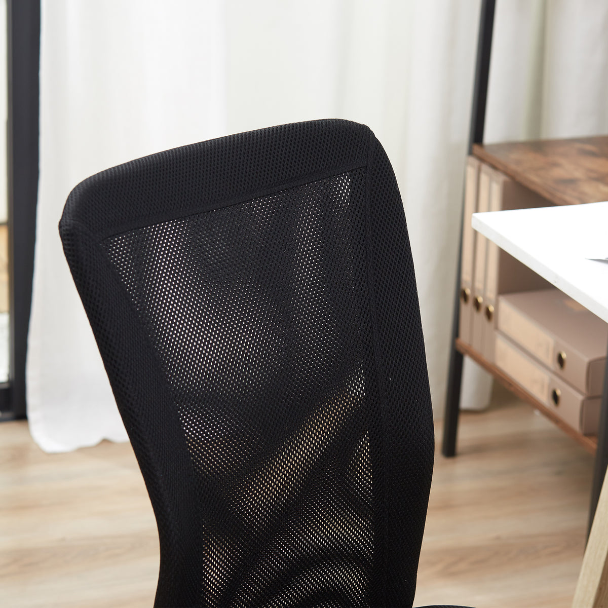 Chaise de Bureau Ergonomique, Fauteuil de Bureau, Hauteur Réglable, Piètement Chromé Noir-9
