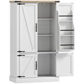 Buffet de cuisine, armoire de cuisine avec 4 portes, 6 porte-épices et étagères réglables, 76,3 x 40 x 136 cm, blanc-0
