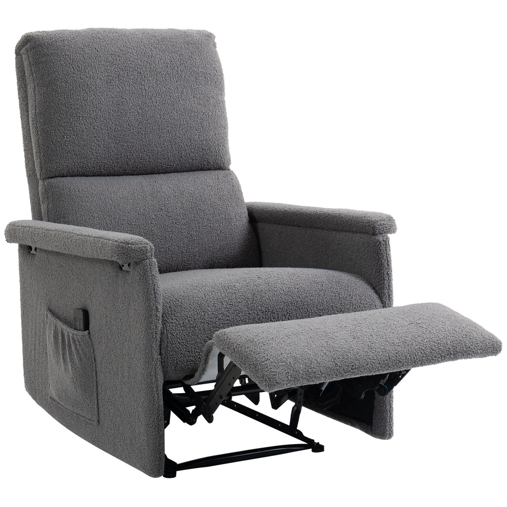 Fauteuil de massage inclinable, fauteuil de relaxation, dossier réglable, large assise, repose-pied, 69x84x99cm, gris-0