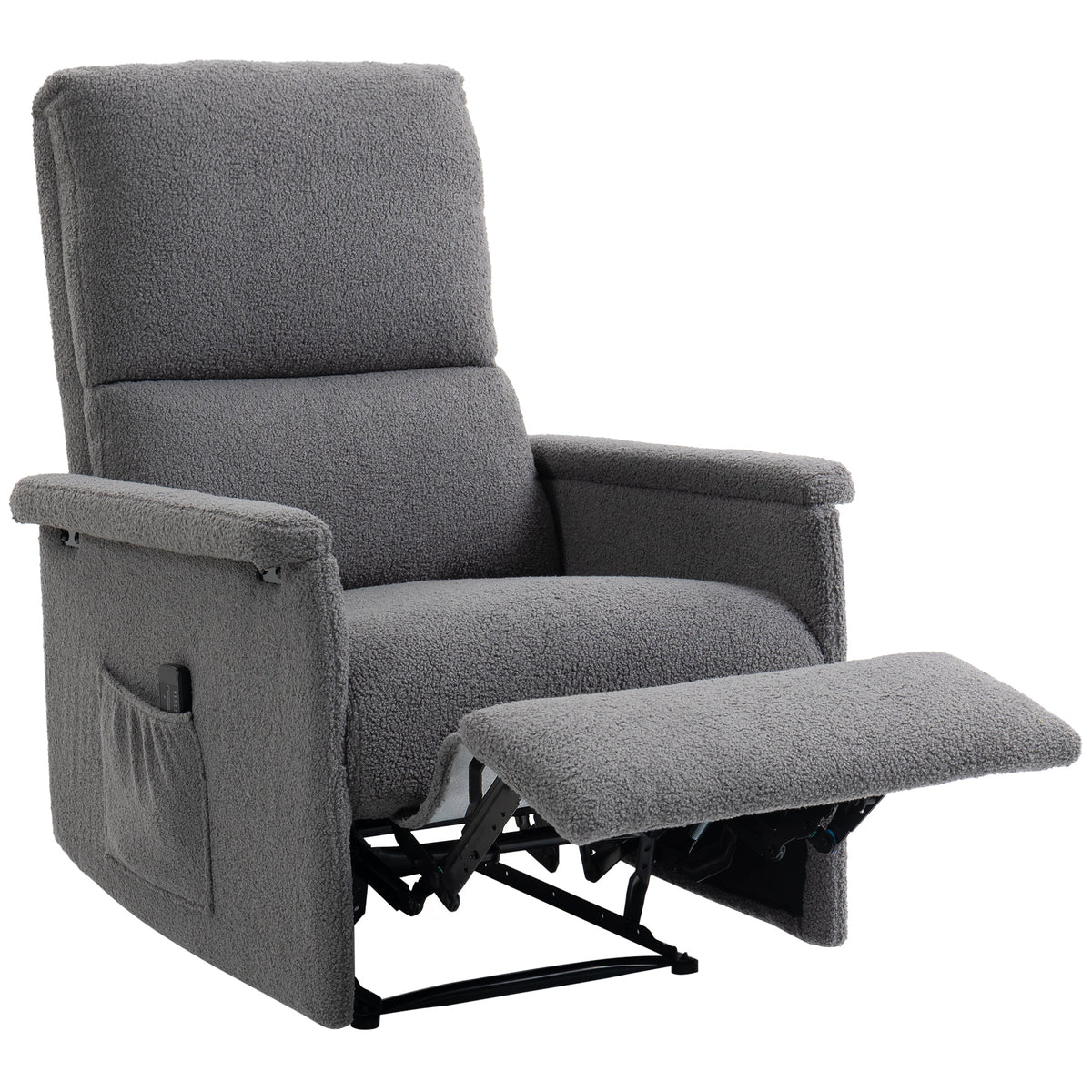 Fauteuil de massage inclinable, fauteuil de relaxation, dossier réglable, large assise, repose-pied, 69x84x99cm, gris-0