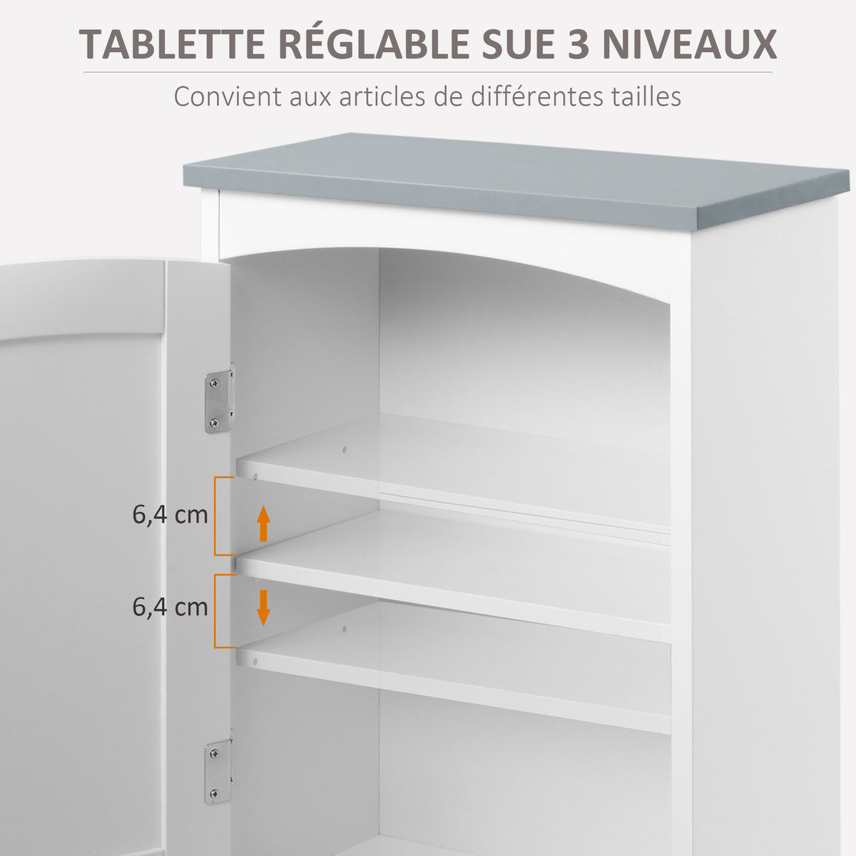 Meuble wc suspendu armoire à pharmacie murale armoire salle de bain rangement avec porte et étagère réglable - 41 x 18,5 x 52 cm - MDF - blanc-4