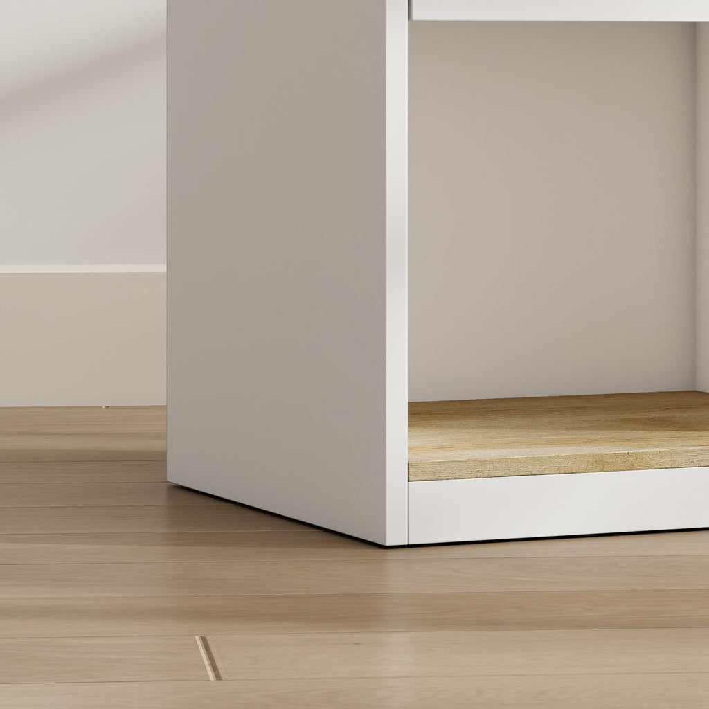 Table de Chevet Moderne, Table de Nuit avec Tiroir à Glissières, Niche, Plateau, Passe-câbles, 42x37x55cm, Blanc Chêne-8
