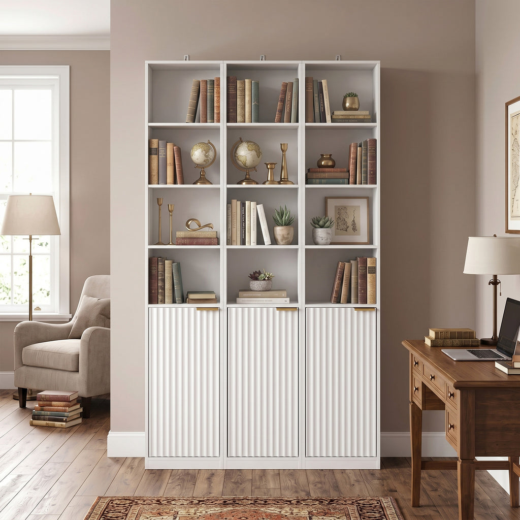 Bibliothèque, Étagère à 6 Niveaux, 30 x 24 x 182 cm, Meuble de Rangement avec Placard et Étagère Réglable, Blanc-7