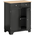 Meuble de rangement buffet salon avec placards, 2 tiroirs et étagères réglables, 68x40,3x85cm, noir et bois naturel-0