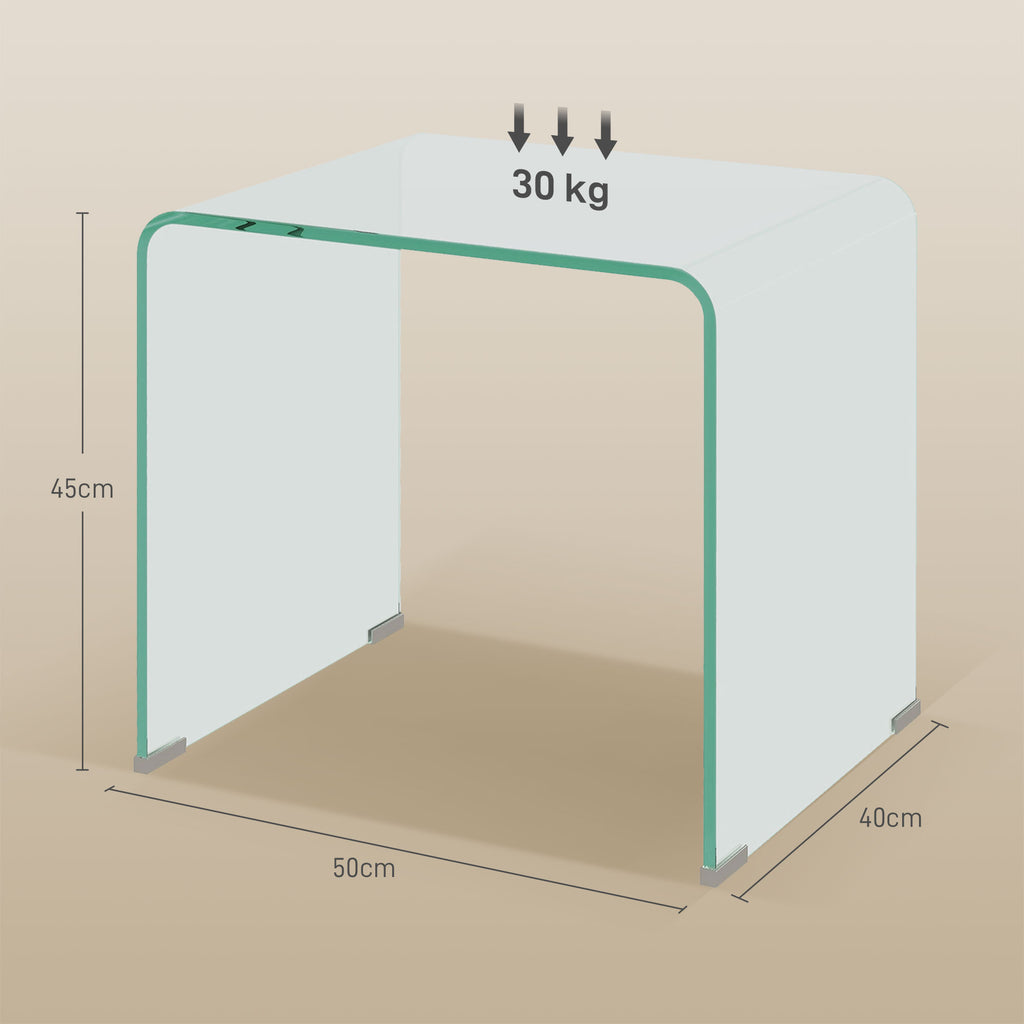 Table basse en verre table de salon rectangulaire design moderne en verre trempé avec bords arrondis sûrs transparent-2