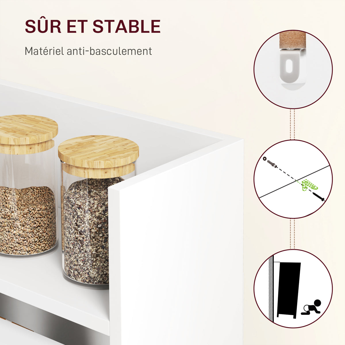 Table à manger pliante, table de cuisine pour 3 personnes, plateau à abattant et 4 étagères, 78,5x91x93cm, blanc-5