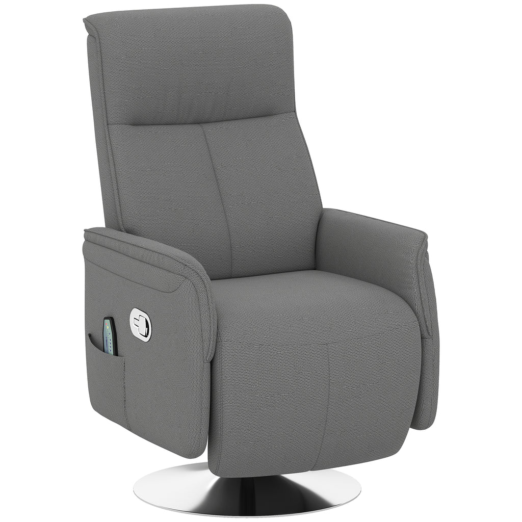 Fauteuil relax massant fauteuil de relaxation inclinable pivotant dossier et repose-pieds réglable 68,5x77x117cm gris-0