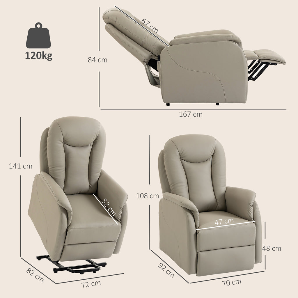 Fauteuil Releveur Électrique Massage Vibration et Chaleur, Fauteuil Relax Électrique en PU, Dossier Inclinable, Gris-2
