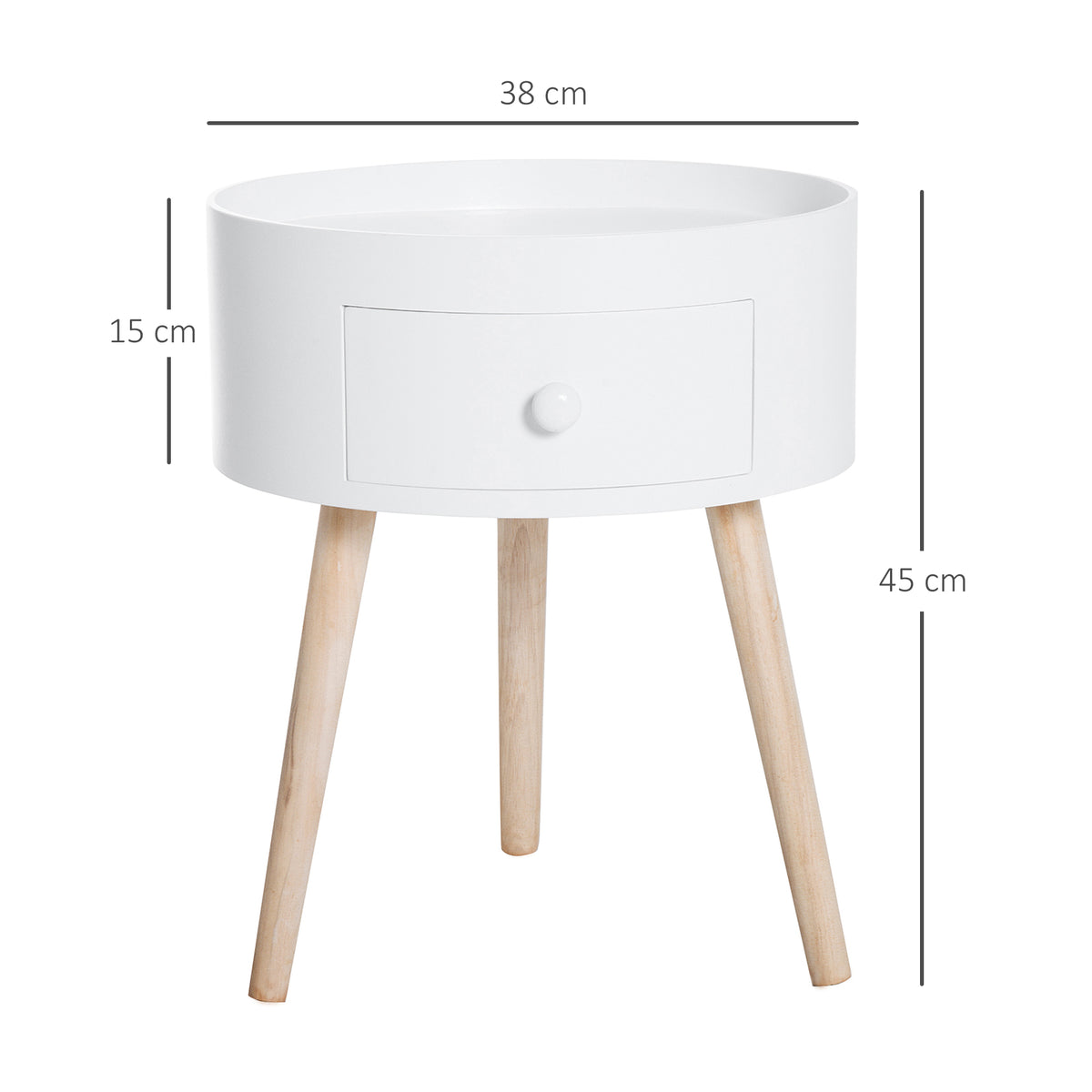Lot de 2 tables basses - table de chevet - table de nuit ronde - design scandinave table d'appoint bout de canapé-2