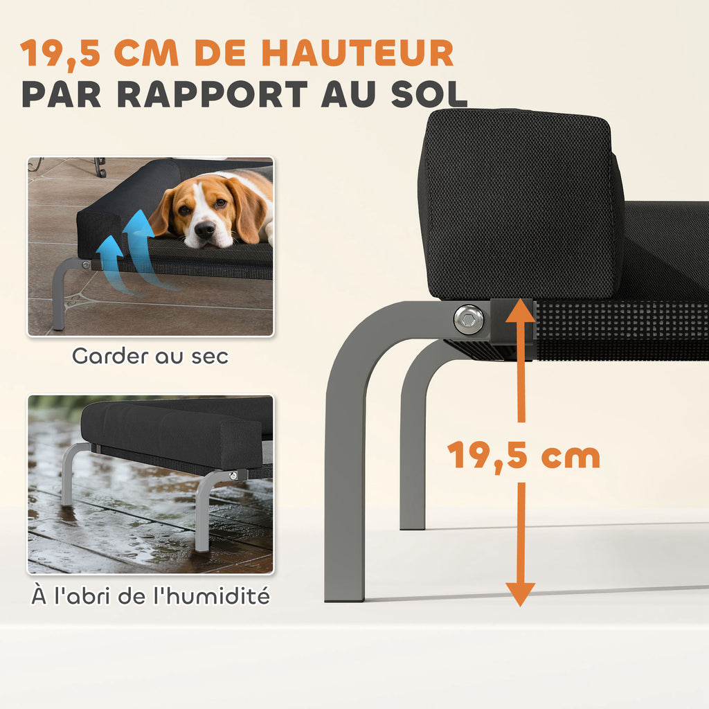 Lit surélevé pour chien rafraichissant, lit de camp pour chiens intérieur extérieur portable, 110 x 75 x 30 cm, noir-3