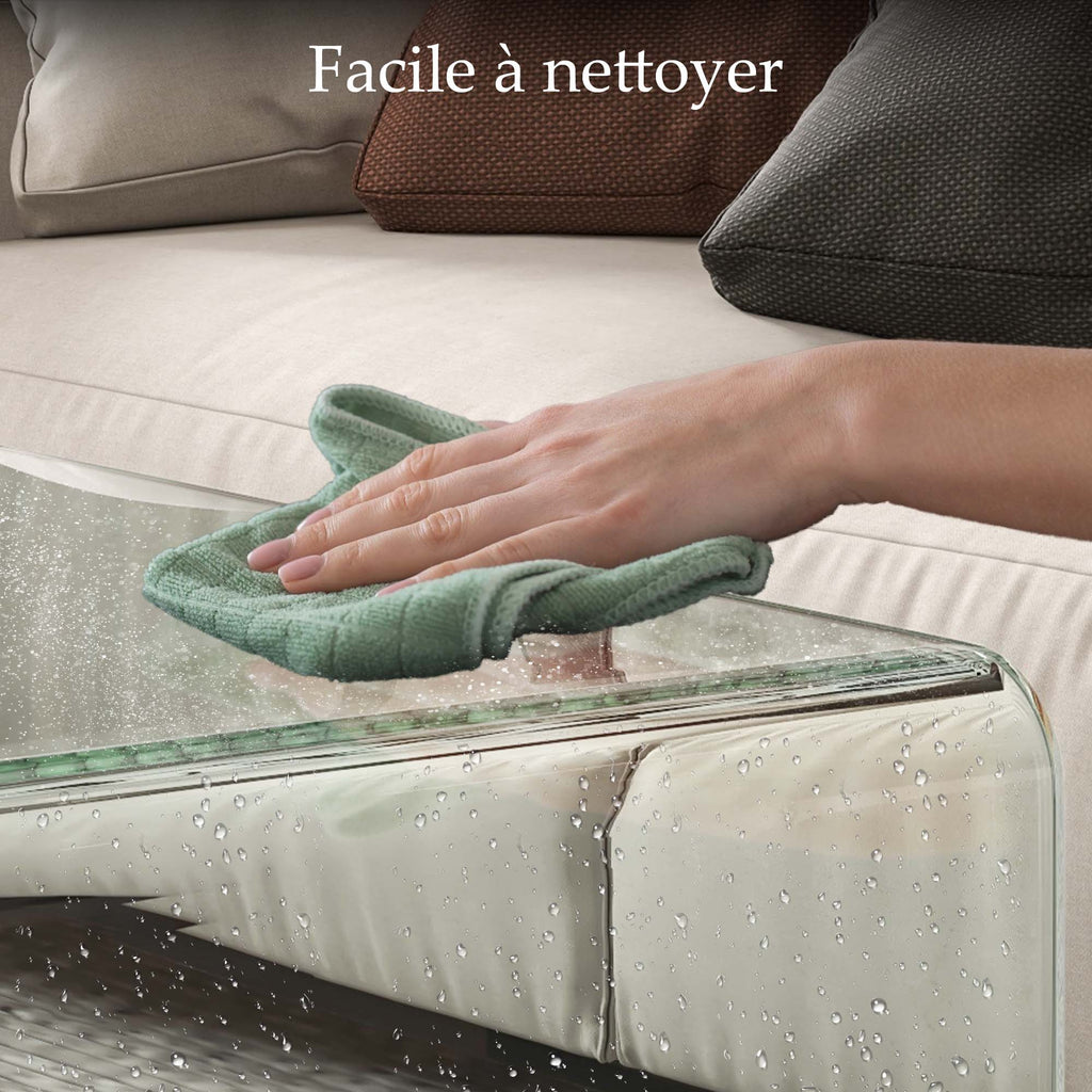 Tavolino da salotto in vetro temperato trasparente, 80 × 45 cm