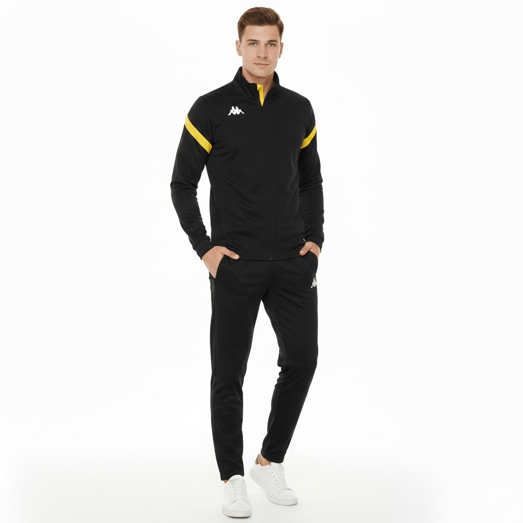 Dalcito premium Tracksuit Italian Slim-Fit Training/Casual Set - Black/Yellow - Kappa-3