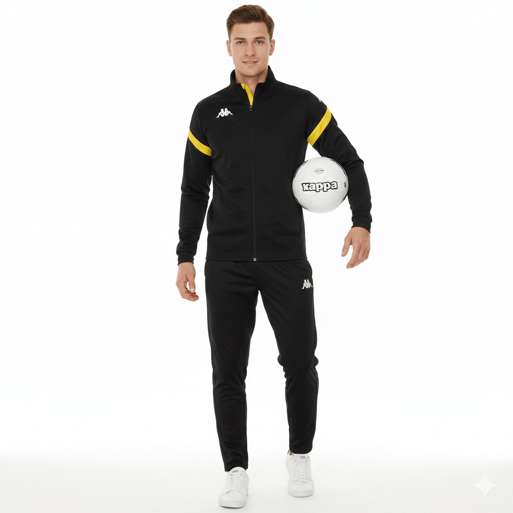Dalcito premium Tracksuit Italian Slim-Fit Training/Casual Set - Black/Yellow - Kappa-1