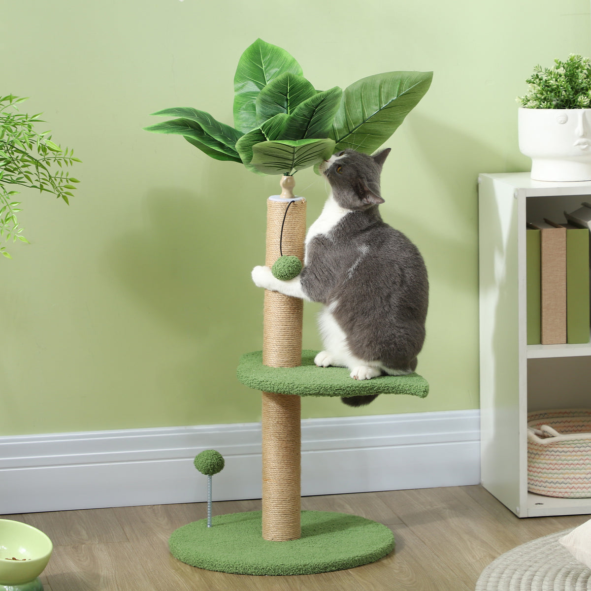 Tiragraffi per gatti a forma di albero, 83 cm, verde