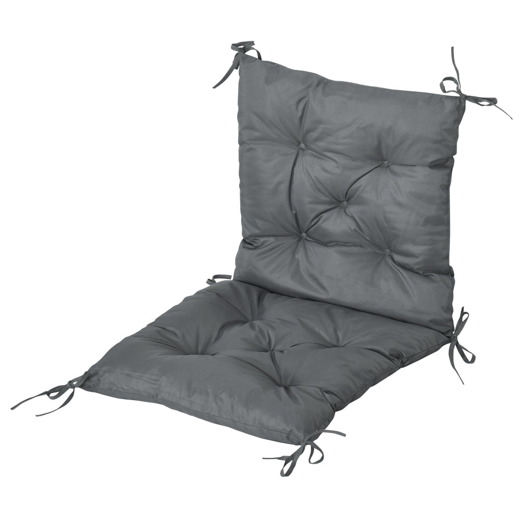 Lot de 2 coussins de chaise d'extérieur, galette de chaise avec attaches, coussins de jardin pour terrasse ou balcon, 98 x 50 x 8 cm, gris-8