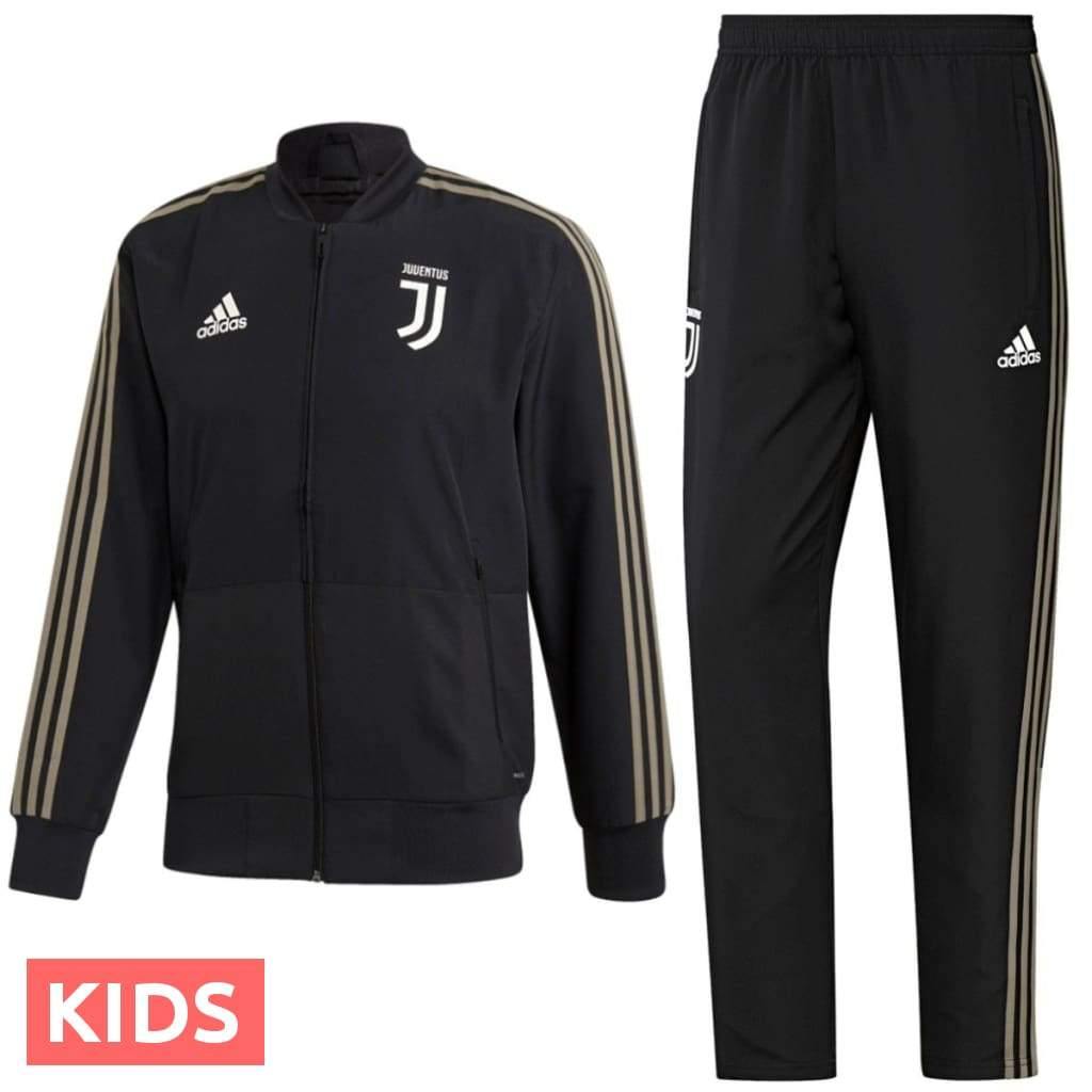 Kids - Juventus black Presentation Soccer Tracksuit 2018/19 - Adidas-0