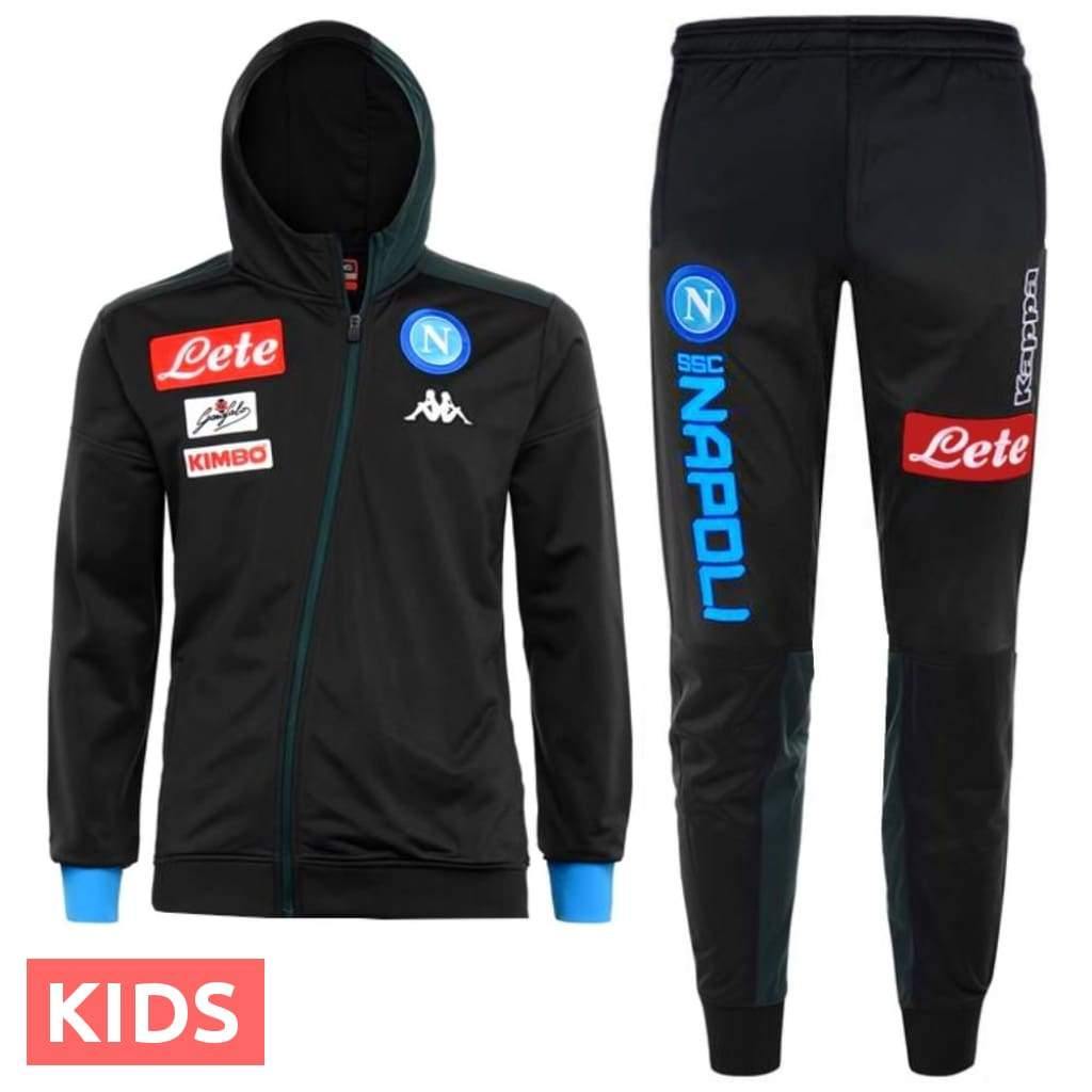 Kids - SSC Napoli dark blue hooded presentation soccer tracksuit 2018/19 - Kappa-0