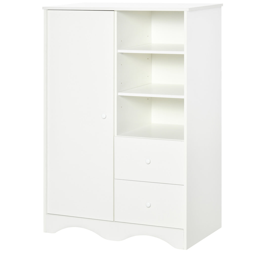 Armoire avec Porte et 5 étagères, 3 niches, 2 tiroirs, meuble de rangement blanc pour chambre, salon, bureau-9