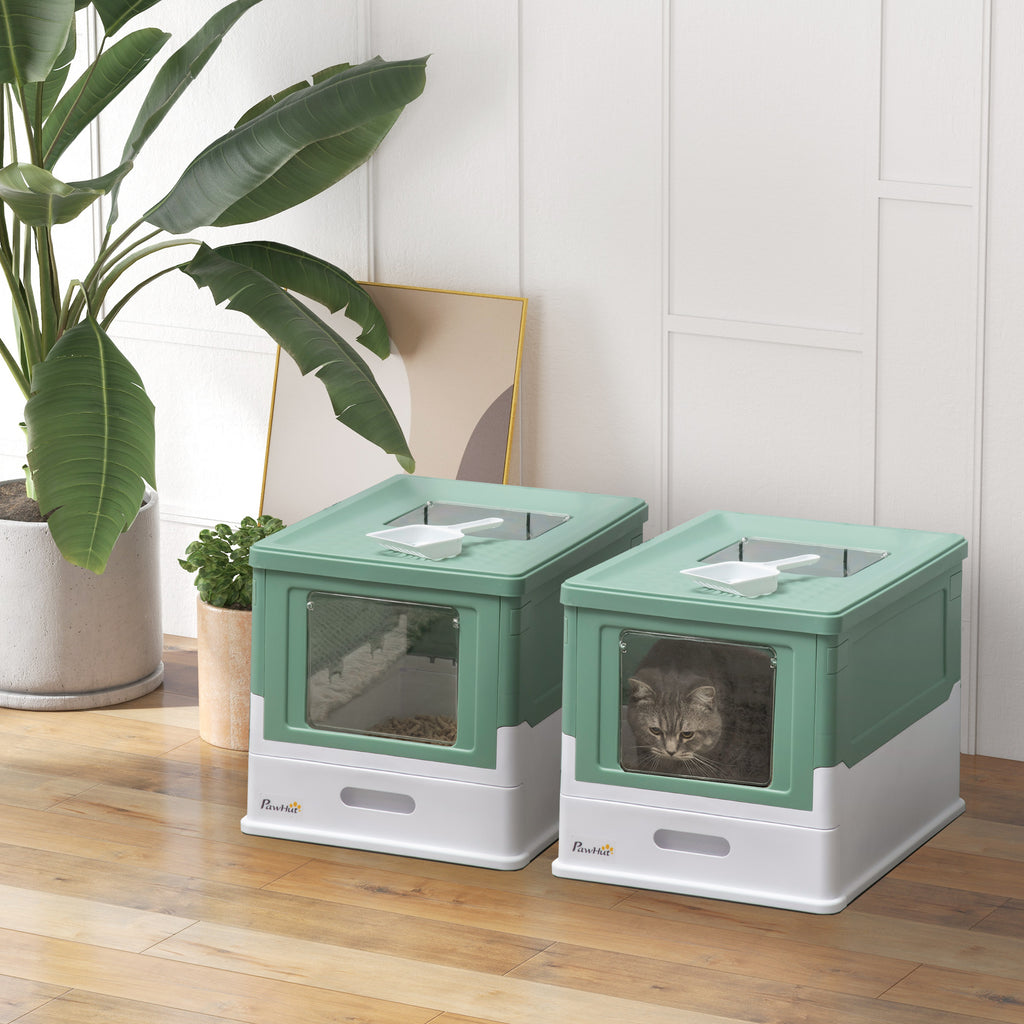Lot de 2 maisons de toilette pour chat pliable double porte battante et supérieure pelle fourni 47,5 x 35,5 x 36,7 cm-9