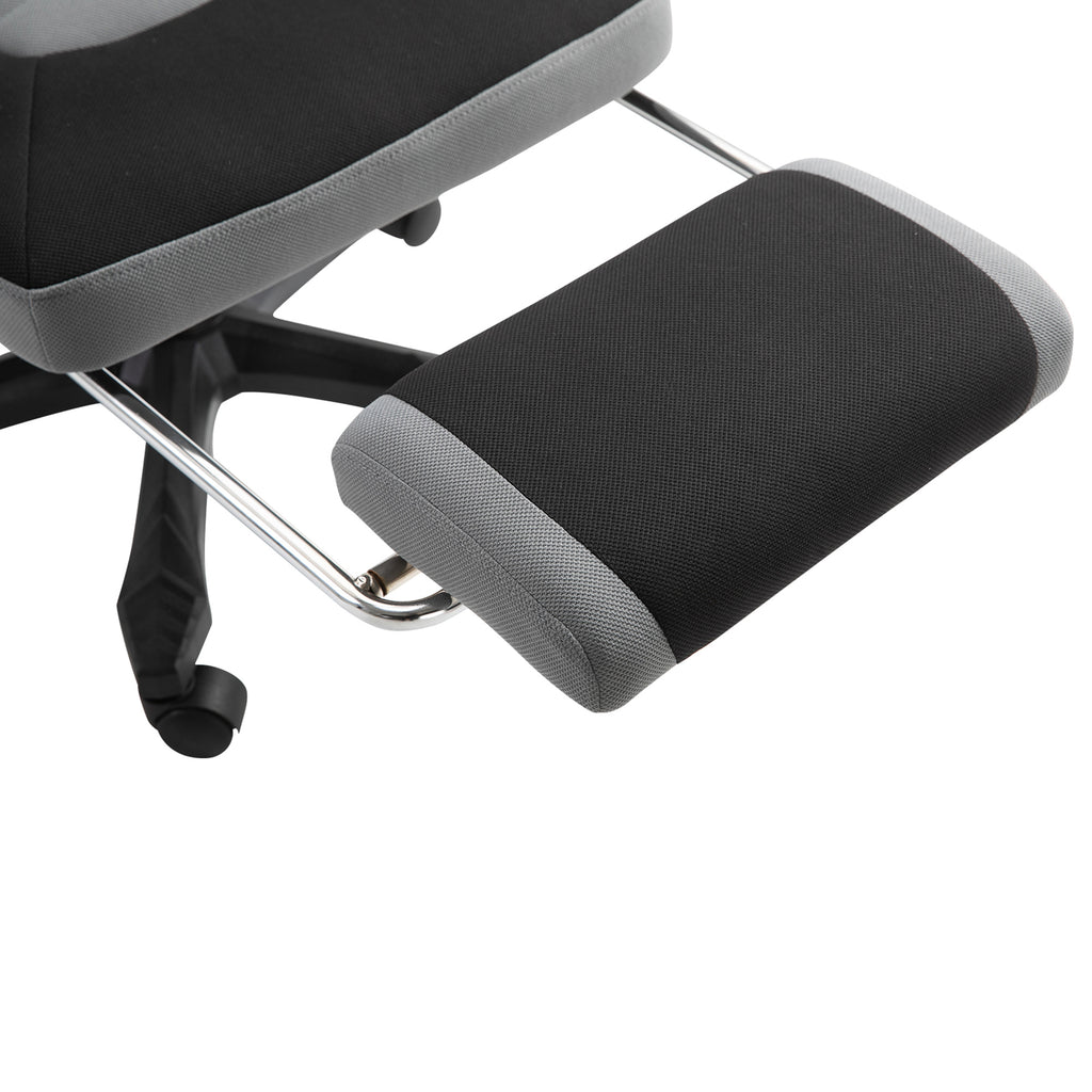 Chaise de bureau fauteuil gaming hauteur réglable dossier roulettes pivotantes repose-pied tissu en maille 58L x 63l x 112-122H cm gris noir-9