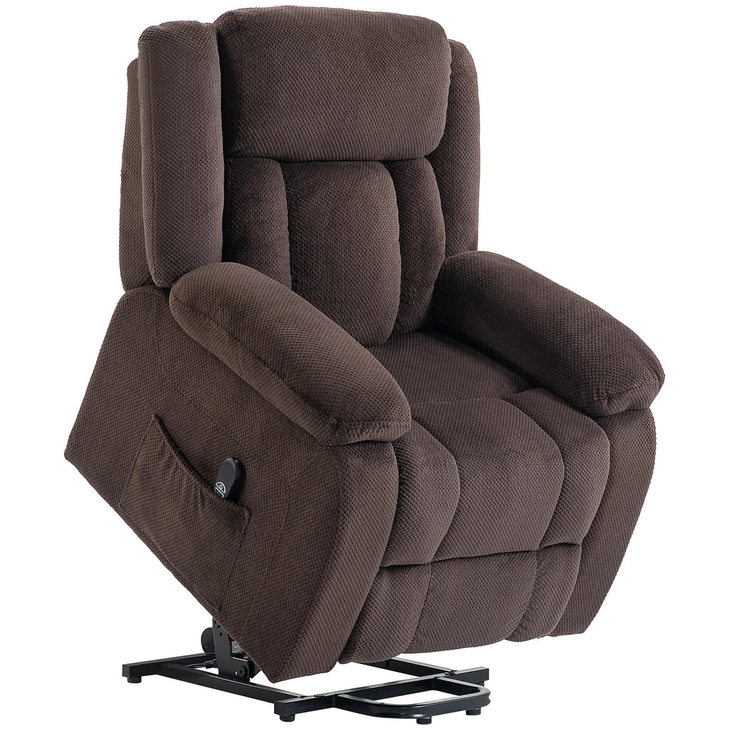 Fauteuil Releveur Électrique, Fauteuil Relax Électrique en Velours, Dossier Inclinable, Assise Large, Port USB, Marron-0