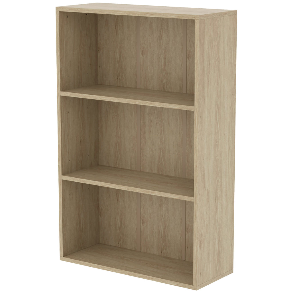 Bibliothèque étagère de rangement avec 3 compartiments et étagère réglable, 60 x 24 x 93 cm, bois naturel-0