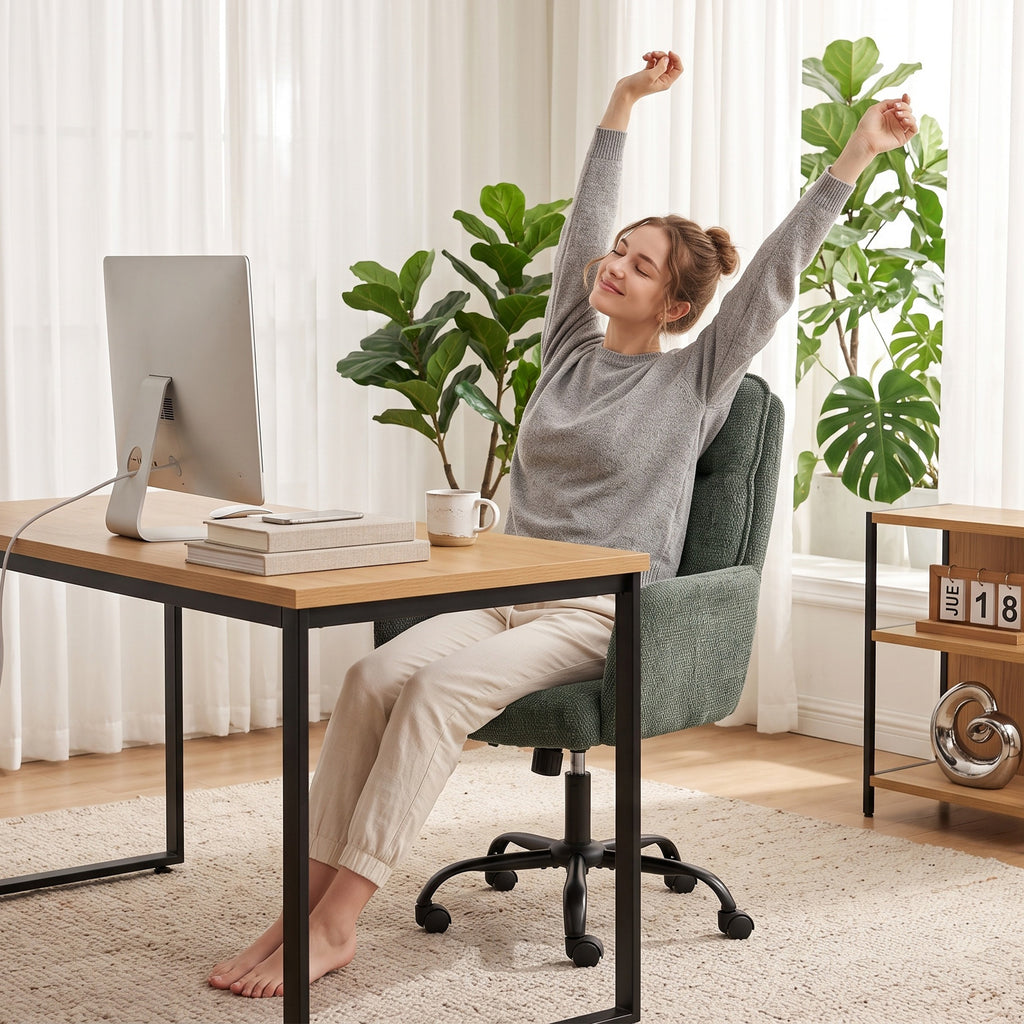 Chaise Bureau Ergonomique, Fauteuil de Bureau avec Hauteur Réglable, Assise Large, Fonction Bascule, Vert Foncé-8
