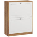 Meuble à chaussures 12 paires, armoire à chaussures, 2 tiroirs rabattables et étagères réglables, 60x24,5x75,5cm, blanc-0