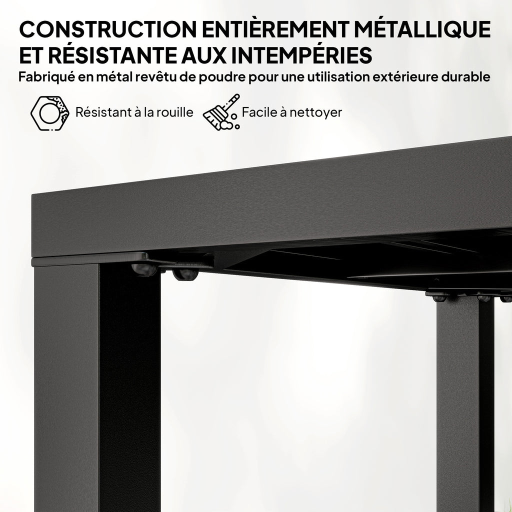 Table de jardin carrée, table de terrasse, cadre en métal, intérieur et extérieur, pour balcon, porche, patio, noir-3