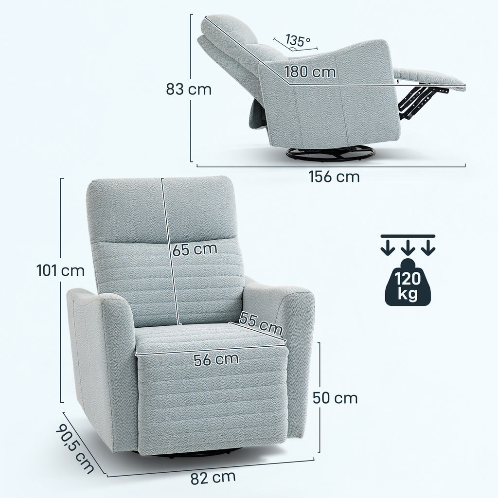 Fauteuil inclinable, fauteuil de relaxation avec repose-pieds, pivotant à 360°, basculant, 82 x 90,5 x 101 cm, gris-bleu-2