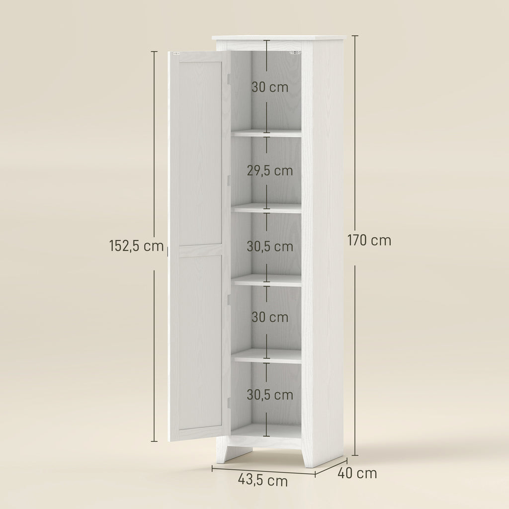Armoire de Rangement buffet cuisine avec 2 étagères réglables- Hauteur 170 cm en Bois Blanc-2