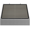 Lit coffre 140 x 190 cm, cadre de lit double rembourré, sommier à lattes en bois, rangement caché, sans bruit, gris-0