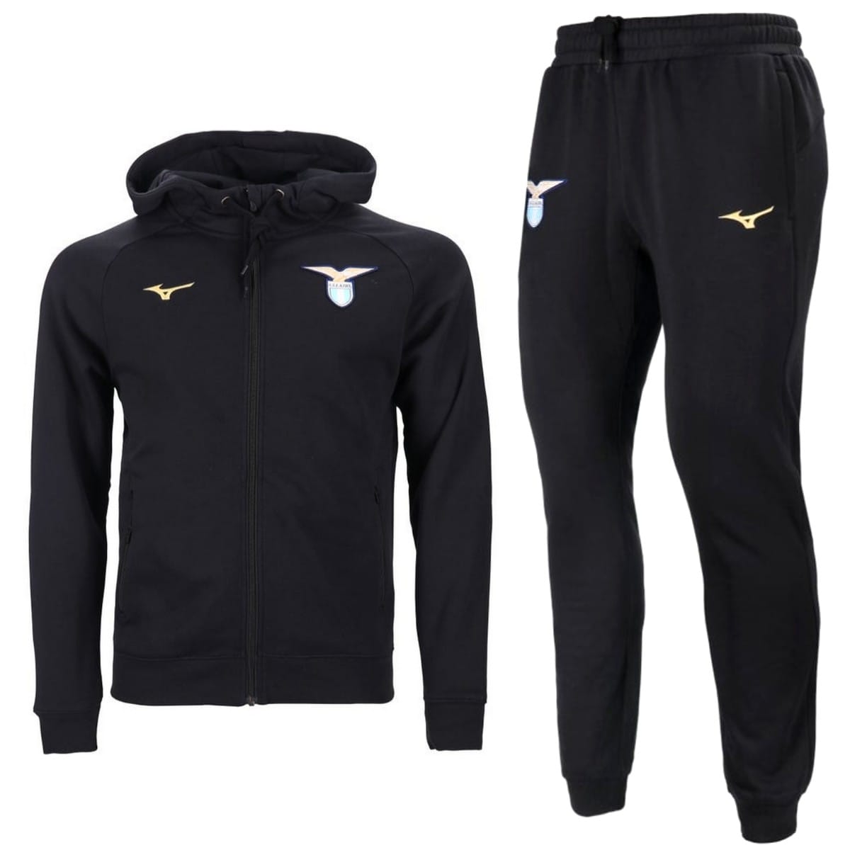 SS Lazio hooded casual presentation tracksuit 2023/24 black - Mizuno-0