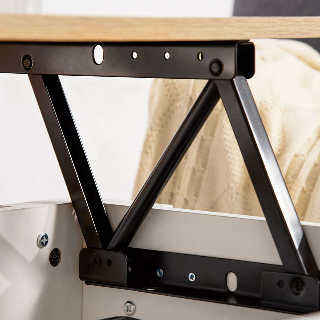 Table basse relevable, table de salon avec compartiment caché, style moderne, pour salon, bureau, 100x50x45cm, blanc-8