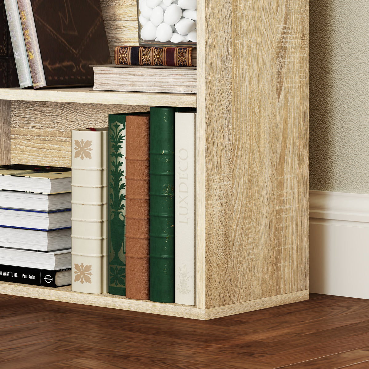 Bibliothèque étagère de rangement 5 niveaux avec étagères réglables pour salon, chambre, bureau, 60x24x133,5cm, naturel-8
