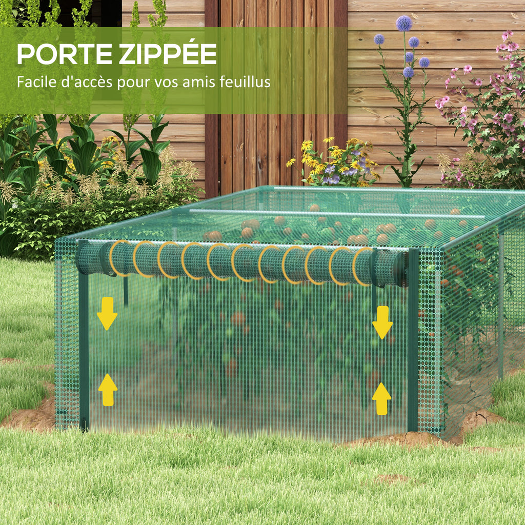 Serre de jardin serre à tomates filet protection porte zippée enroulable HDPE, dim. 125L x 248l x 62,5H cm-5