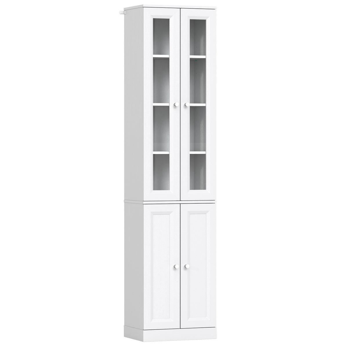 Meuble de Salle de Bain 6 niveaux, Meuble de Rangement avec 4 Portes à Fermeture Douce et Étagères Réglables, Blanc-0