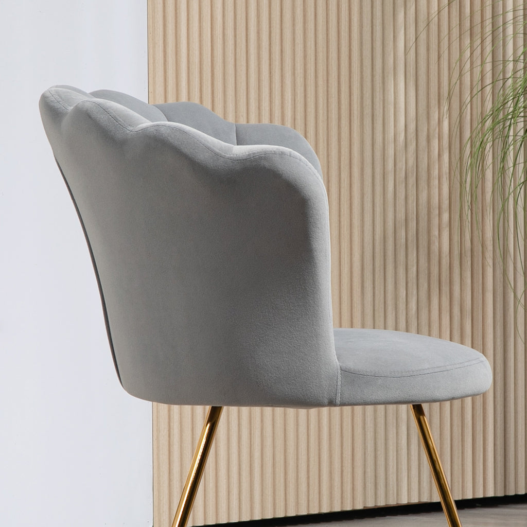 Fauteuil coquillage chaise coiffeuse fauteuil en velours fauteuil de salon avec pieds en acier 69 x 64 x 80 cm gris-7