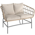 Canapé de Jardin 2 Places en Résine Tressée Coussins Épais Anti-glisse 120 x 67 x 79 cm Marron-0