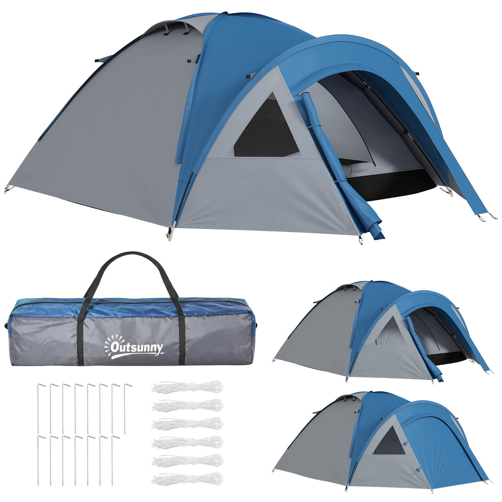 Tente de camping familiale 3 personnes tente dôme étanche légère, ventilée facile à monter double porte et-0