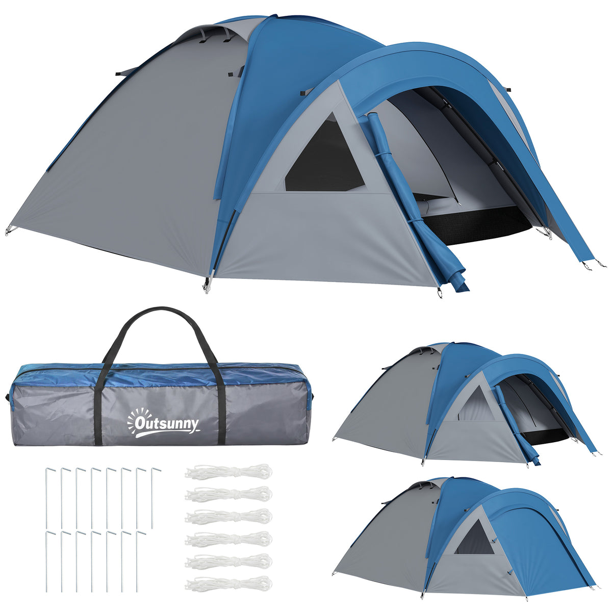 Tente de camping familiale 3 personnes tente dôme étanche légère, ventilée facile à monter double porte et-0