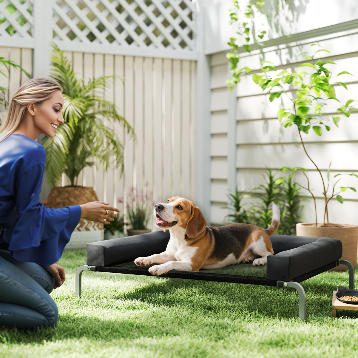 Lit surélevé pour chien rafraichissant, lit de camp pour chiens intérieur extérieur portable, 110 x 75 x 30 cm, noir-1