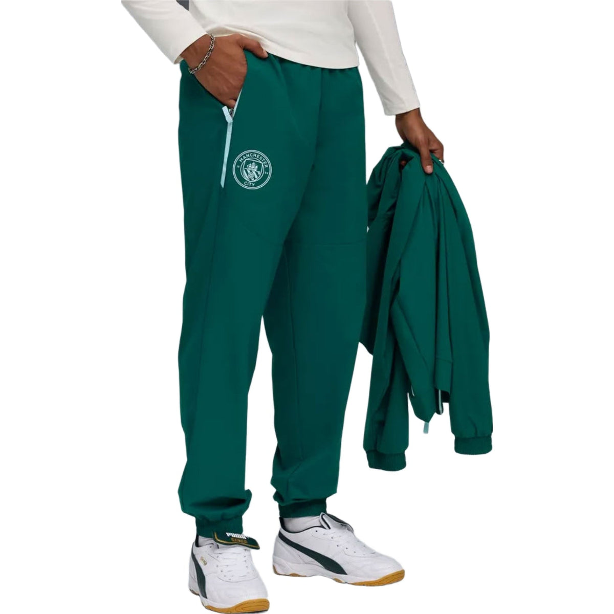 Manchester City dark green woven presentation tracksuit 2025/26 - Puma-1