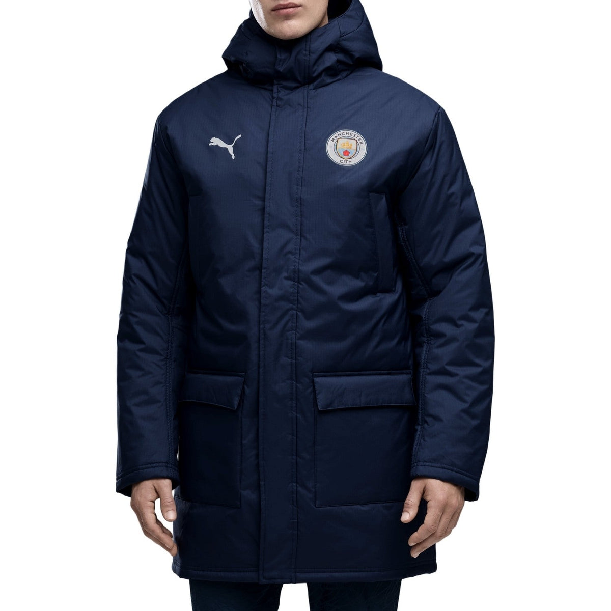Manchester City soccer bench padded jacket 2025/26 navy - Puma-0