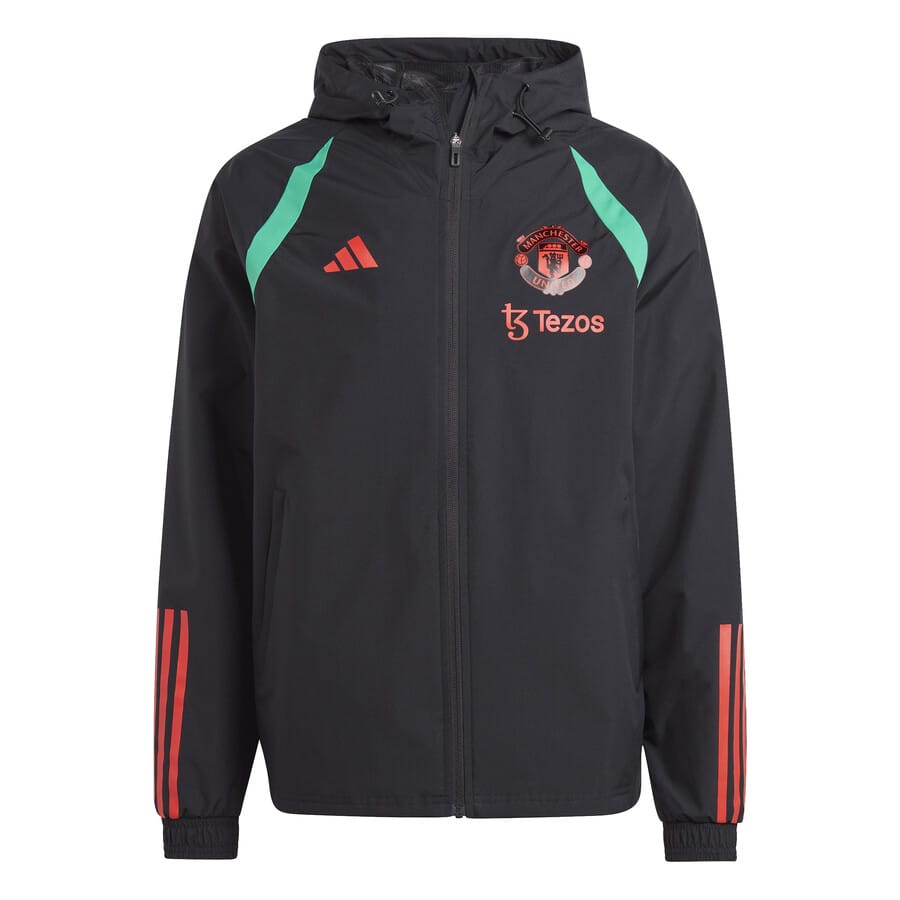 Manchester United soccer training rain jacket 2023/24 black - Adidas-0
