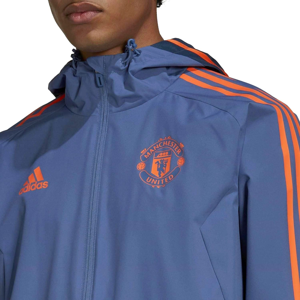 Manchester United soccer training rain jacket 2022/23 blue - Adidas-3