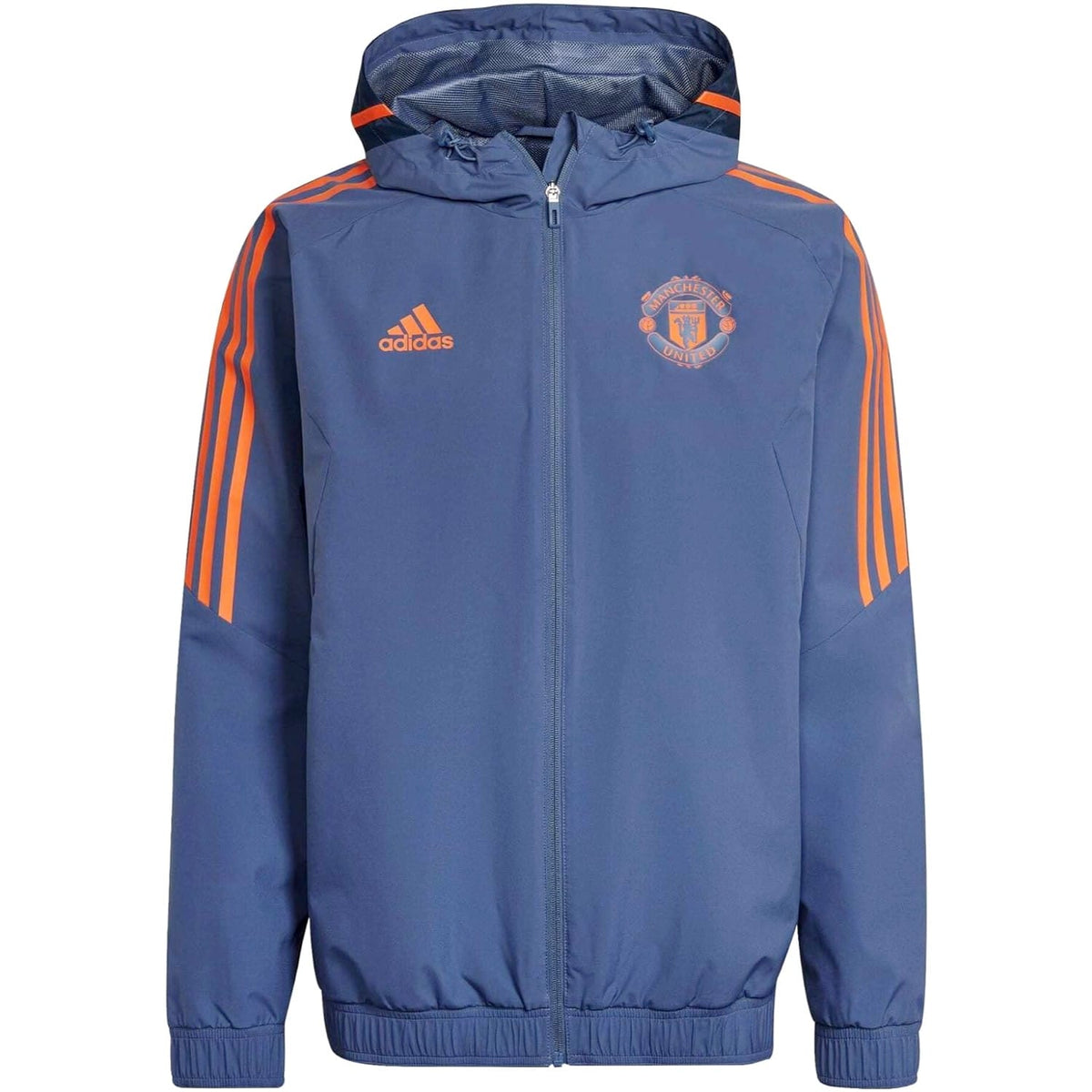 Manchester United soccer training rain jacket 2022/23 blue - Adidas-0