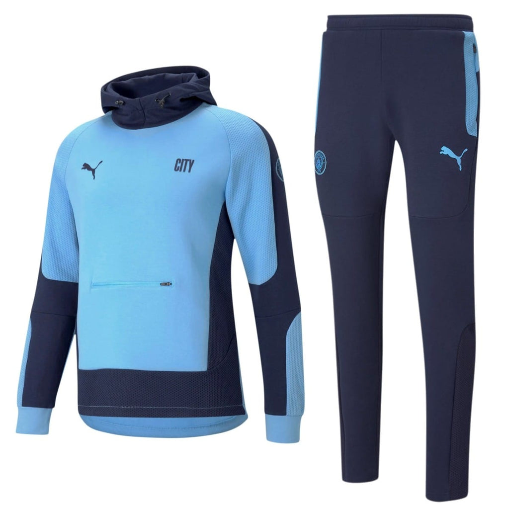 Manchester City Evostripe hooded presentation tracksuit 2021 light blue - Puma-0