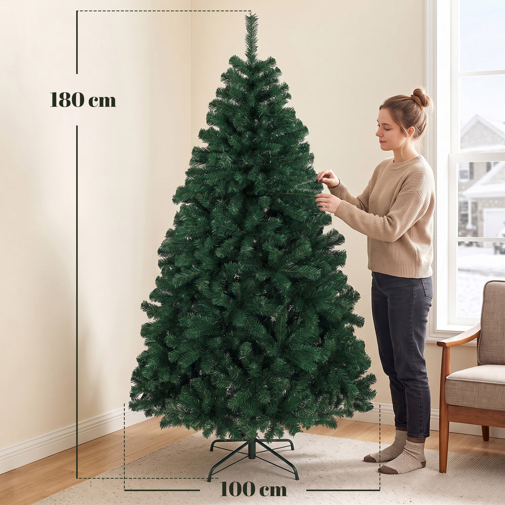 Albero di Natale artificiale 180 cm con 700 punte e base pieghevole